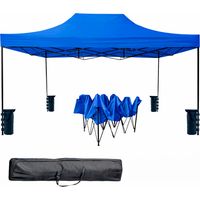 Gazebo Professionale 3x4.5 M Richiudibile Automatico In Acciaio Con Telo Oxford 1200D PVC Impermeabile e Anti UV Struttura a Fisarmonica con Sacche Zavorra e Borsa Trasporto Sagre Feste Eventi Blu