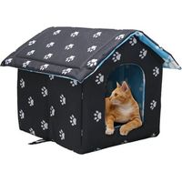 Niche D'extérieur pour Chat Facile à Laver Pliable avec Coussin Amovible Résistant Aux Intempéries Abri Maison pour Chats Imperméable