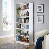 Deep White Bookcase Display Shelf Compact Storage Unit Living Room Furniture