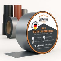 DAPRONA ruban butyle, ruban adhésif blindé, ruban d'étanchéité alu, ruban de réparation, ruban d'étanchéité fenêtre gouttière, imperméable, résistant à la chaleur - 10m x 100mm 1 pièce alu