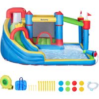 Château gonflable pour enfants avec toboggan, trampoline et piscine, 390x300x197cm