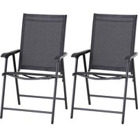 Klappstuhl mit Armlehne 2er Set Campingstuhl Angelstuhl Metall Schwarz 58 x 64 x 94 cm
