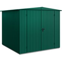 Hörmann Metall-Gerätehaus Berry Classic mit Satteldach Typ 2, 259 x 248 cm, moosgrün, 6,4 m², 2-flüglige Tür