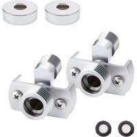 Verstellbarer S-förmiger Duscharmaturenadapter aus Messing (2 Stück), 1/2" bis 3/4" versetzter, drehbarer Mischbatterie mit Abdeckung, Küchen-Duscharmaturenadapter
