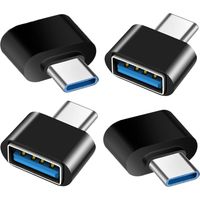 Adaptateur USB C vers USB (Lot de 4), Adaptateur USB-C Mâle vers USB-A 3.0 Femelle OTG Compatible avec MacBook Pro, Samsung Galaxy, Téléphones Type-C et Plus (Noir)