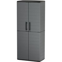 Hochschrank - TOOD - 2 Türen + 3 Regale aus Polypropylen - 68 x 37 x H.163 cm - Grau