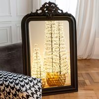 Miroir mural à moulures 87x11x144 cm en bois noir