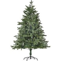 HOMCOM Künstlicher Weihnachtsbaum 150 cm Tannenbaum künstlich mit 444 Spitzen, 3 verschiedenen Blätterformen flammhemmend Christbaum mit Metallständer für drinnen