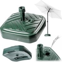 KADAX Base per ombrellone rotonda da riempire con sabbia, acqua o ghiaia, supporto in plastica per giardino, patio, spiaggia (versione 1 quadrata, verde)