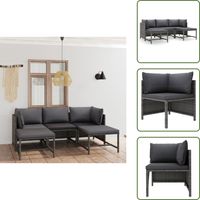 Salon de jardin 5 pcs avec coussins Résine tressée Gris - Salon De Jardin - Mobilier De Jardin - Ensemble De Salon - Meubles De Jardin - Résine Tressée