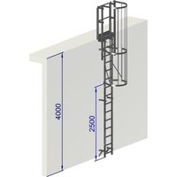Echelle a crinoline hauteur à franchir 4 mètres Norme NF EN ISO 14 122-4