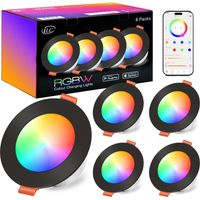 Spots LED Encastrable 8W (équivalent 60W) Découpe Ф68-85mm, travailler avec Alexa(Un dispositif Echo est nécessaire), IP44 Rond Spot Encastrable CCT + RGB contrôlé par APP (Lot de 4)