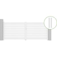 Puerta abatible 3,5m VOGEL Al.140cm aluminio blanco + 2 postes 15x15cm Al.166cm