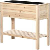 Huerto Urbano Elevado Madera Estante Tela No Tejida Cultivos Plantas 90x40x81 cm