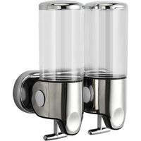 (Transparent) 500ML x 2 Wandseifenspender, Doppelkopf-Handseifenspender, Flüssiggel-Dispenser, Duschgel, Shampoo für Küche, Badezimmer, Hotel
