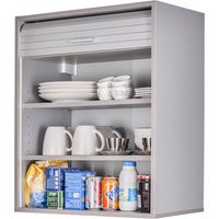 Beaux Meubles Pas Chers – Meuble haut de cuisine aluminium – 2 étagères réglables – Dimensions L 60 x H 72 x P 35 cm – Rideau coulissant – Éco-conçu, fabriqué en France