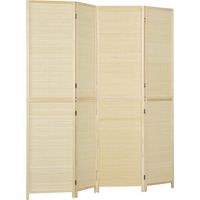 Paravento pour Intérieur Pliable à 4 Panneaux, Cloison en Bambou de Rattan, 180x1.6x180 cm