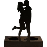 Porte-bougies en Fer Couple Romantique - Statue Bougie Cadeau pour Anniversaire de Mariage