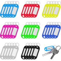 80 Pieces Key Tags, Writable Key Tags, Key Holder Labels, Plastic Key Tags for Key Rings, Luggage Tags(8 Colors)