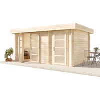 Alpholz Gartenhaus Modern-E Gartenhaus aus Holz, Holzhaus mit 28 mm Wandstärke, Blockbohlenhaus mit Montagematerial