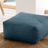 SACASA - pouf carré 50x50cm bleu en velours côtelé Désert