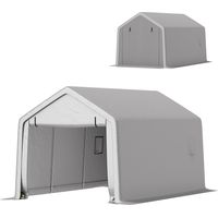 Abri voiture/garage 3 x 5,2 m, abri extérieur pour voitures avec porte roulante amovible, gris