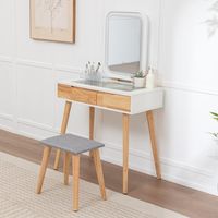 WestWood Natural White Makeup Vanity Dressing Table & Stool Set Touch LED Mirror Drawers