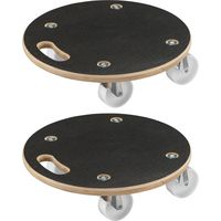 Wiltec 2x Transportroller 380 x 110 mm rund 250 kg Traglast je Möbelroller, Rollbrett aus Holz mit 4 Lenkrollen