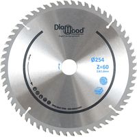 Diamwood – Lame de scie circulaire 254 mm – 60 dents TP Nég – Pour aluminium, bois tendre et PVC – Angle d'attaque -5°