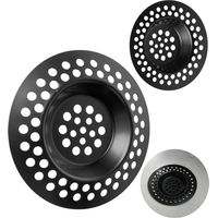 2 Pièces Tamis de vidange, Acier inoxydable, Ø 70 mm, Ø 42 mm, Noir, Pour évier cuisine et salle de bains