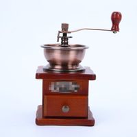 Small hand-cranked coffee grinder, coffee, coffee bean grinder, manual, wooden, household grinder, coffee machine, grinder, retro style, Model 1
