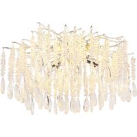 Plafonnier lampe de salon lampe de plafond métal argent cristaux de verre D 60 cm