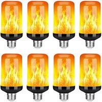 8x LED-Glühbirne mit Flammeneffekt E27, dekorative, flackernde, realistische Feuerlichtbirne, Festtagsdekorationslampe, Schwarz-B