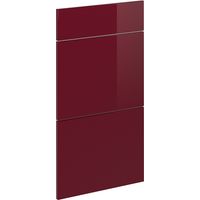 Façade de cuisine R-Line, Rouge brillant, 39.6x70.4cm façade de meuble pour meuble bas à tiroirs, Vicco