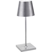 Zafferano Lampada a led da tavolo Poldina Pro Mini Foglia Argento ricaricabile e dimmerabile con batteria fino a 12 ore
