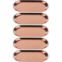 bandejas ovaladas de acero inoxidable para toallas, cosméticos, joyas y otros artículos, organizador de platos y utensilios, color oro rosa.