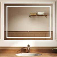 OCEAN Specchio da bagno con LED,Specchio illuminato da bagno,Dimmerabile, Antifog, IP44 Vetro Temperato HD, Funzione Memoria, Orizzontale/Verticale
