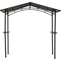 Abri barbecue 2,5x1,5m métal noir toit polycarbonate - 2 étagères - Gazebo jardin