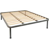Rete 130x195 cm Ortopedica a Doghe Strette con Doppio Rinforzo centrale 4 Piedi In Ferro