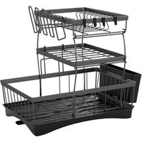 Toque Dish Drying Drainer Rack 3 Tier with Drip Tray Plate Cup Cutlery Holder