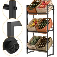 Wolketon Estantería para cajas de bebidas 71 x 32 x 140 cm Estantería de almacenamiento sólida de metal negro para bodega o cocina 4 piezas