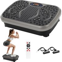 Vibrationsplatte mit 99 Intensitätsstufen, 5 Trainingsprogrammen, leisem Motor, Vibrations-Fitnesstrainer für den Heimgebrauch, Grau
