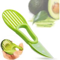 Cortador de aguacate n.° 3 en 1, descorazonador de manteca de karité, pelador de frutas, cortador, separador de pulpa, cuchillo de plástico, herramientas para verduras de cocina, aparatos de cocina