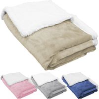 Lot de 5 couvertures, plaids polaires pour enfant 75 x 100 cm en flanelle et sherpa ultra doux - Beige - Monsieur Bébé