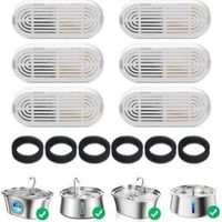 6 Packs de Filtres pour Fontaine à Eau pour Chat et 6 Packs d'Éponges de Remplacement, pour Fontaine Eau Chat en Acier Inoxydable de 3.2L