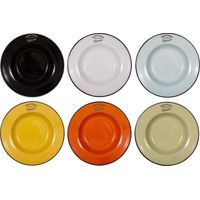 Ensemble de 6 assiettes creuses en grès émaillé multicolores 22x4cm – Design bistro parisien – Résistantes aux rayures – Pour soupes et plats généreux – Antic Line Créations