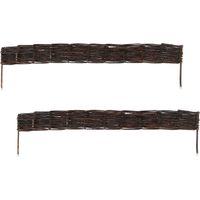 Relaxdays Bordure en osier, lot de 2, H x L : 10 x 100 cm, à planter, pour massifs et pelouses, basse, marron