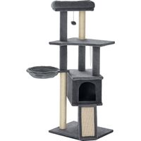 Árbol Rascador para Gatos Árbol para Gatos 127 cm con Cueva Hamaca Cama Plataformas Rampa de Sisal Bola Colgante Gris