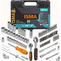 WMC Tools Maletín de herramientas lleno de 94 piezas profesional para coche, garaje, hogar, con 33 cabezales, cardán y más, en maletín resistente con cierre de metal