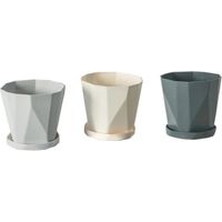 Lot de 3 pots pour plantes en plastique, pots pour plantes, pots décoratifs pour plantes d'intérieur, avec trous de drainage e